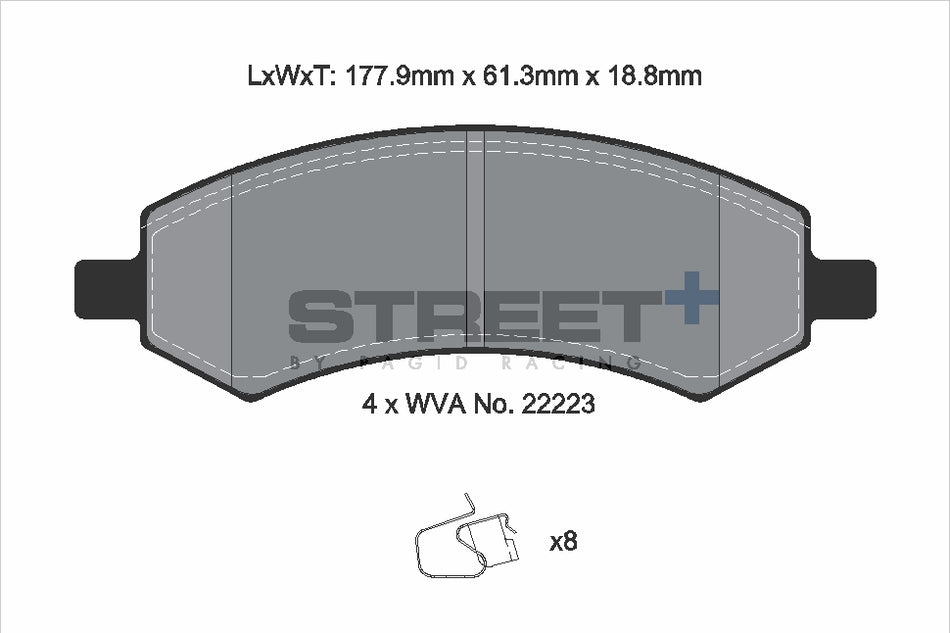 PAGID STREET+ Front Axle Set for DODGE DAKOTA Crew Cab Pickup 4.7 09/07→12/08