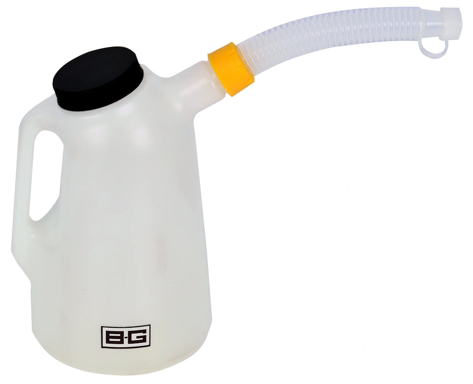 B-G Racing Plastic 2 Litre Fluid/Fuel/Oil Measuring Jug With Cap & Spout - White