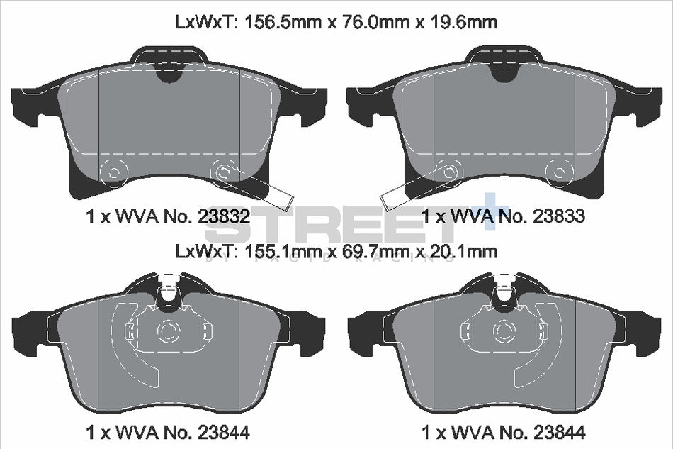PAGID STREET+ Front Axle Set for VAUXHALL ASTRA Mk IV (G) Hatchback (T98) 2.0 DI (F48) 02/98→05/05