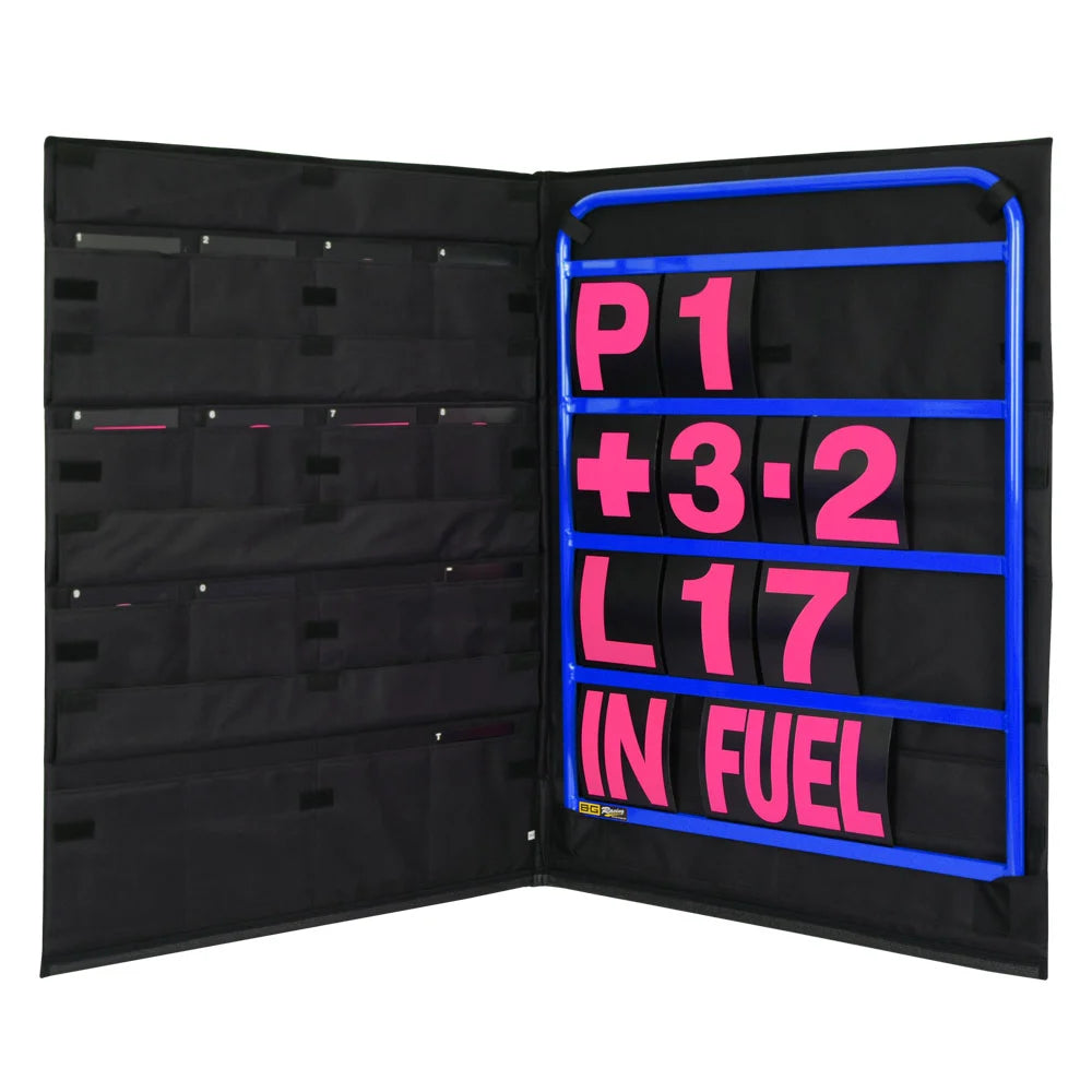 B-G Racing Standard Blue Pit Board Kit- Pink Numbers & Bag