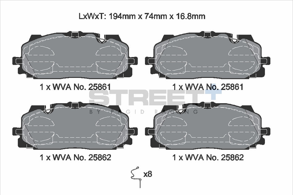 PAGID STREET+ Front Axle Set for AUDI A3 Allstreet (8YJ) 35 TDi 02/24