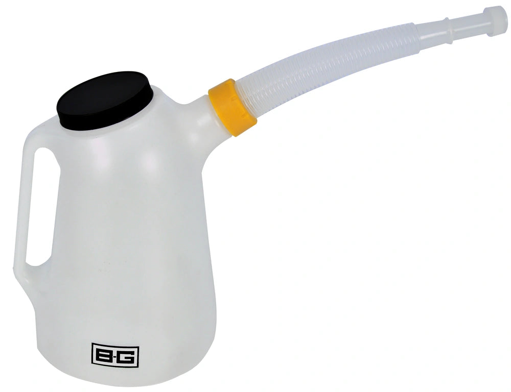 B-G Racing Plastic 5 Litre Fluid/Fuel/Oil Measuring Jug With Cap & Spout - White