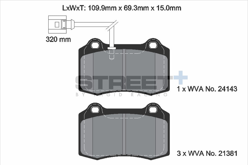 PAGID STREET+ Front Axle Set for SEAT LEON (1M1) 1.8 T Cupra R 07/03→06/06