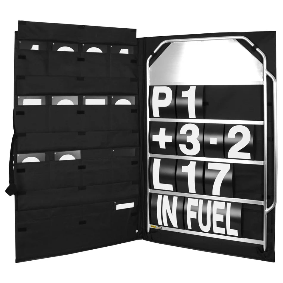 B-G Racing Large Silver Pit Board Kit - White Numbers & Bag
