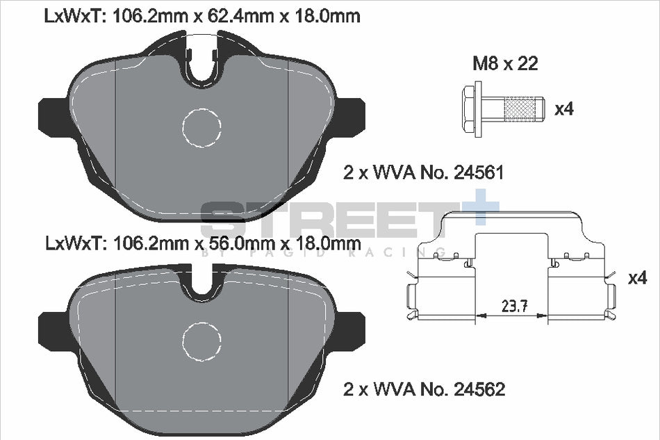 PAGID STREET+ Rear Axle Set for BMW 5 (G30, F90) 530 e Plug-in-Hybrid 07/19→06/20