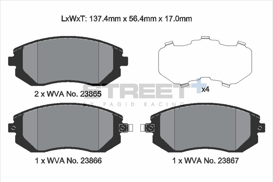 PAGID STREET+ Front Axle Set for SUBARU FORESTER (SJ_) 2.0 i AWD (SJ5) 11/12