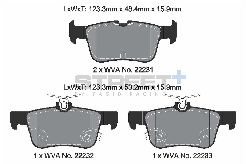 PAGID STREET+ Rear Axle Set for FORD (CHANGAN) FOCUS Saloon 1.5 07/19
