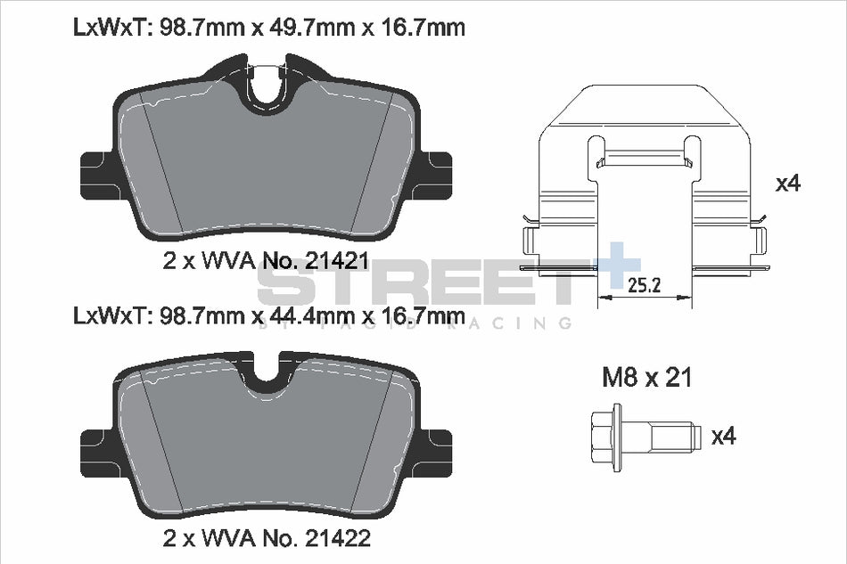 PAGID STREET+ Rear Axle Set for BMW 2 Coupe (G42, G87) 218 i 07/22