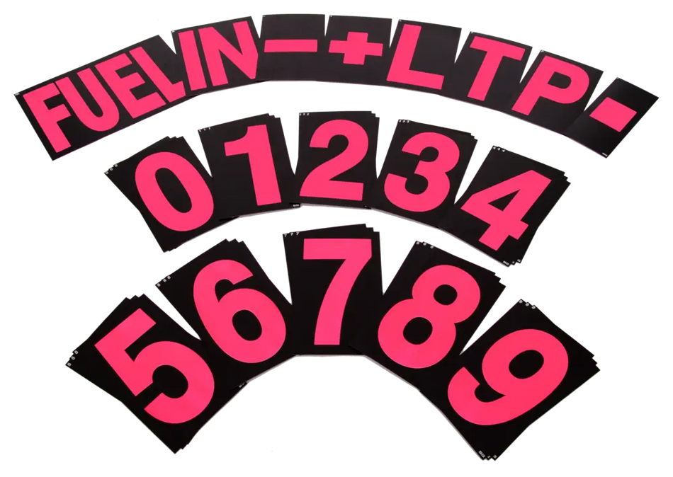 B-G Racing Large Pit Board Number Set - Hi Vis Pink