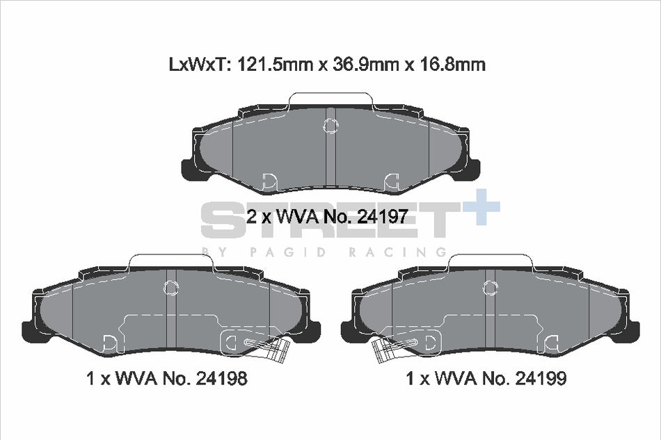PAGID STREET+ Rear Axle Set for CHEVROLET CORVETTE 5.7 09/00→12/04