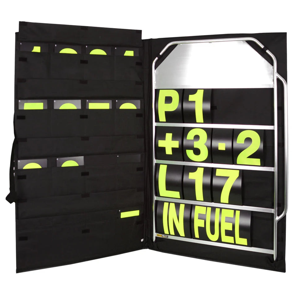 B-G Racing Large Silver Pit Board Kit- Yellow Numbers & Bag