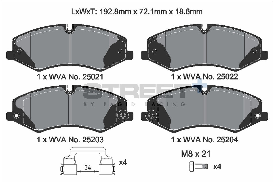 PAGID STREET+ Front Axle Set for LAND ROVER RANGE ROVER EVOQUE (L551) 2.0 D165 MHEV 4x4 07/20