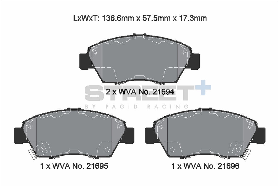 PAGID STREET+ Front Axle Set for HONDA CIVIC V Hatchback (EG) 1.6 VTi 16V (EG6) 10/91→11/95