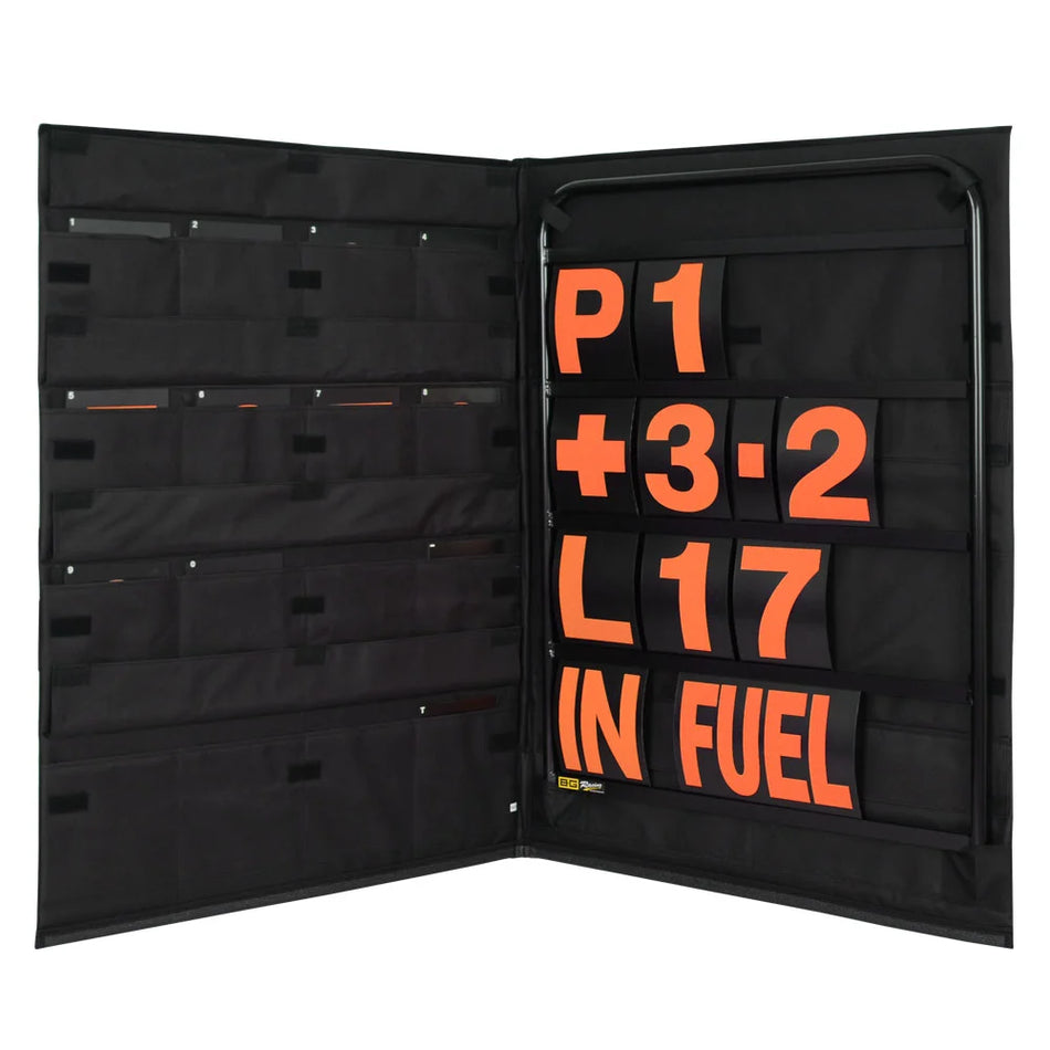 B-G Racing Standard Black Pit Board Kit- Orange Numbers & Bag