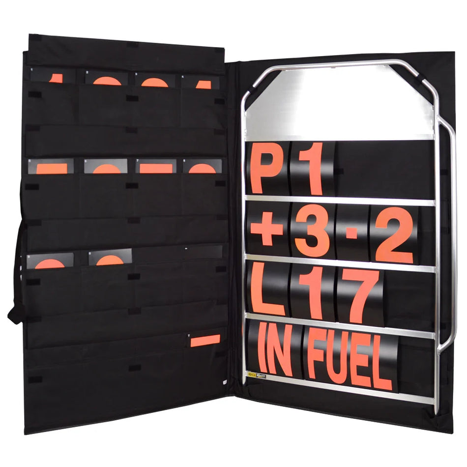 B-G Racing Large Silver Pit Board Kit- Orange Numbers & Bag