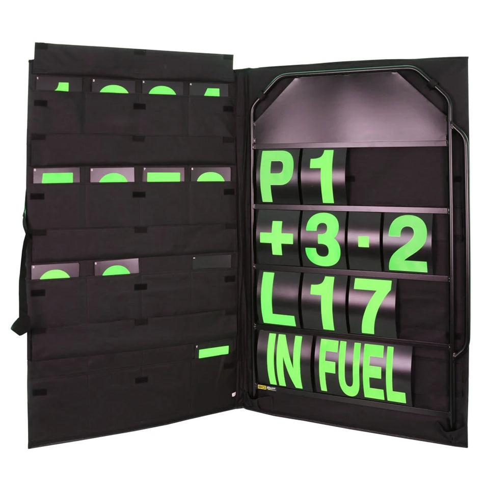 B-G Racing Large Black Pit Board Kit- Green Numbers & Bag