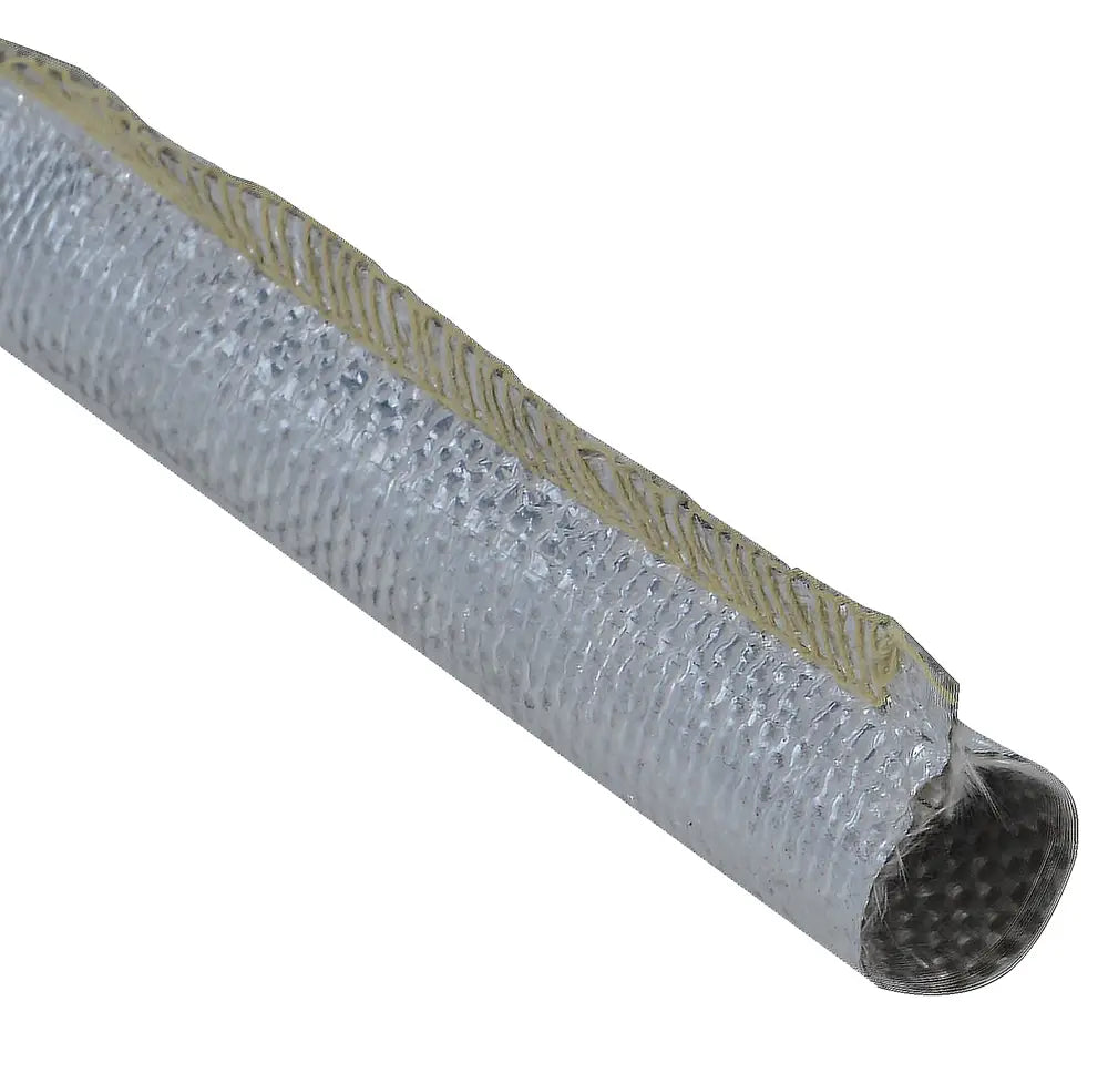 B-G Racing Aluminium / Fibre Glass Heat Shield Sleeve (Sewn) 1m Length x 50mm Internal Diameter