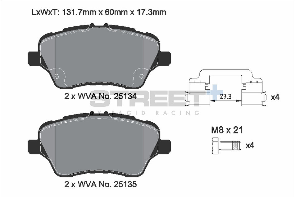 PAGID STREET+ Front Axle Set for FORD TRANSIT COURIER B460 MPV 1.5 TDCi 05/15→12/23