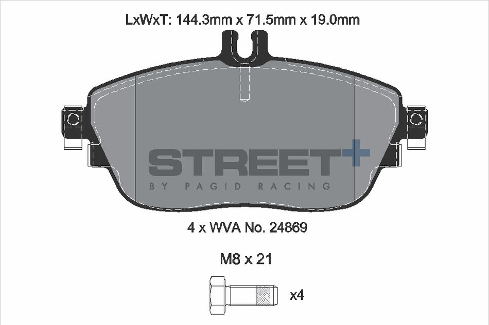 PAGID STREET+ Front Axle Set for MERCEDES-BENZ CLA Shooting Brake (X117) CLA 180 d (117.912) 07/15→05/18