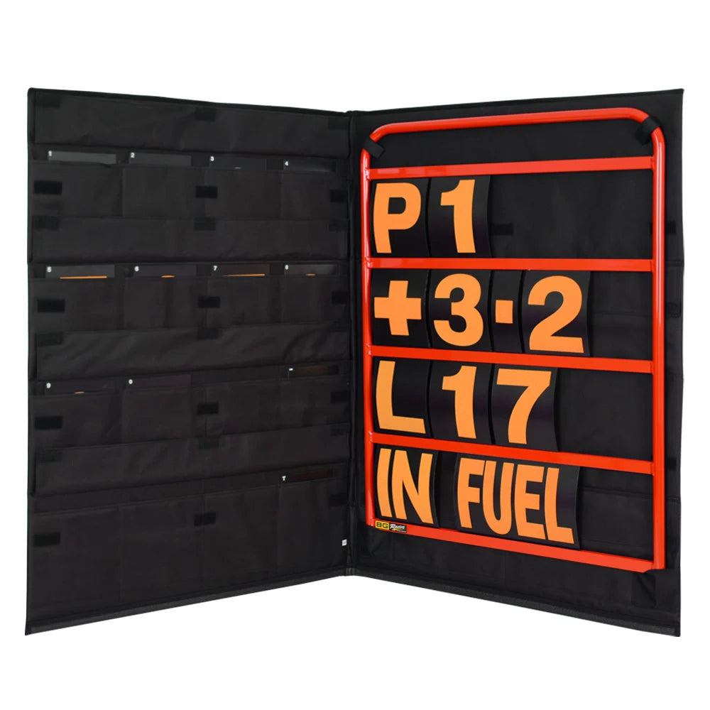 B-G Racing Standard Red Pit Board Kit- Orange Numbers & Bag