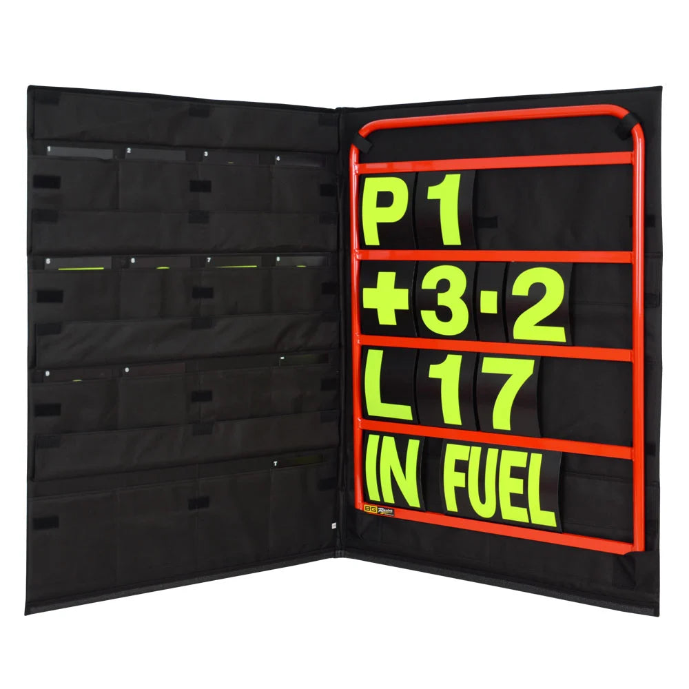 B-G Racing Standard Red Pit Board Kit- Yellow Numbers & Bag