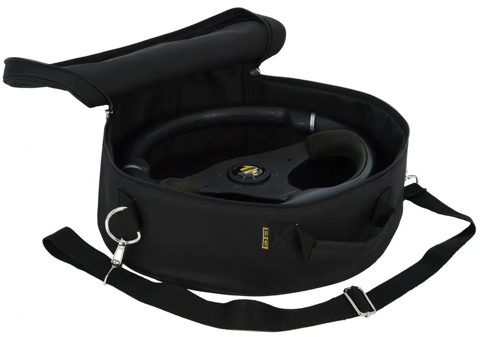 B-G Racing Steering Wheel Carry Bag - Black with Shoulder Strap