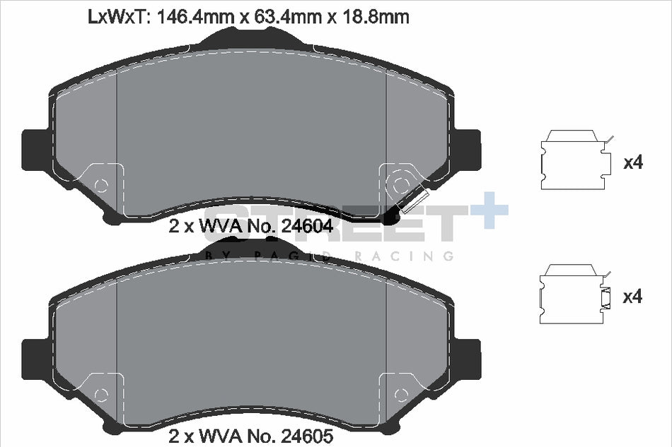 PAGID STREET+ Front Axle Set for DODGE NITRO 3.7 09/06→12/12