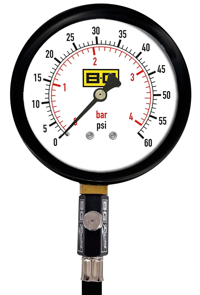 B-G Racing 4" Tyre Pressure Gauge - 0-60 Psi/0-4 Bar
