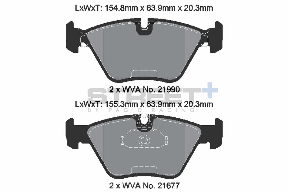 PAGID STREET+ Front Axle Set for BMW 5 (E39) 520 d 02/00→06/03