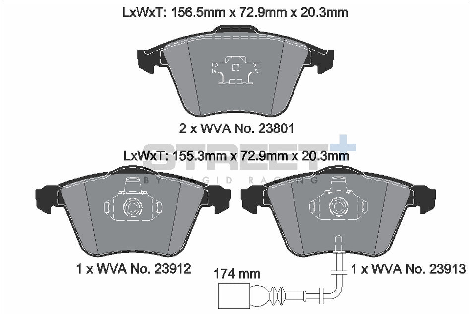 PAGID STREET+ Front Axle Set for VW PASSAT B6 Variant (3C5) 3.6 FSI 4motion 09/05→11/10