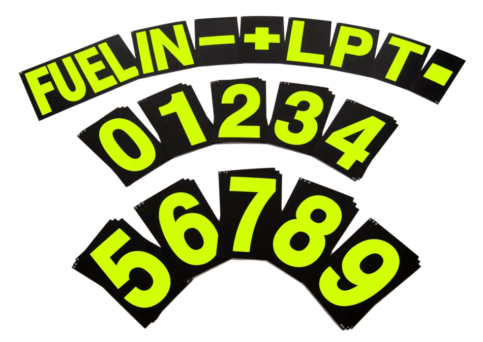 B-G Racing Large Pit Board Number Set - Hi Vis Yellow