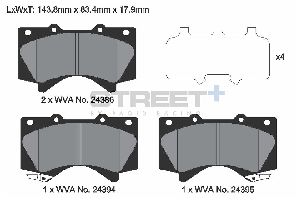 PAGID STREET+ Front Axle Set for TOYOTA LAND CRUISER Pick-up (_J7_, _JL7_) 4.0 4x4 (GRJ79) 03/07