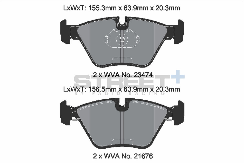 PAGID STREET+ Front Axle Set for BMW 3 Convertible (E36) M3 3.0 04/94→07/95