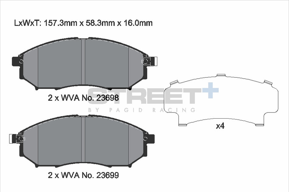 PAGID STREET+ Front Axle Set for INFINITI QX70 37 AWD 08/13
