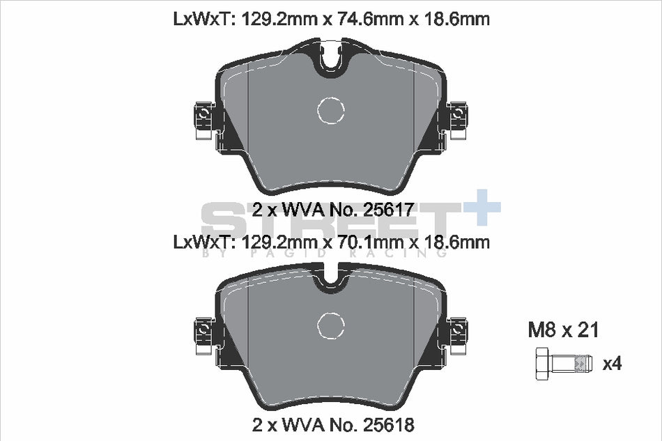 PAGID STREET+ Front Axle Set for BMW 1 (F40) 116 d 07/19