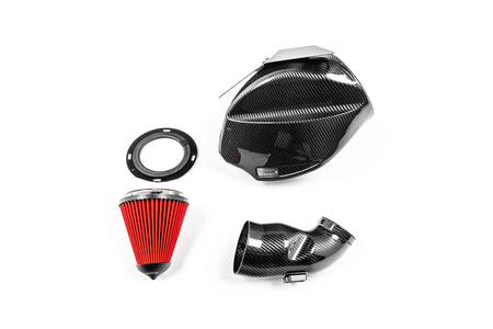 Eventuri BMW B58 Gen 3 carbon intake kit: carbon airbox, sealing plate, cone filter and carbon inlet tube
