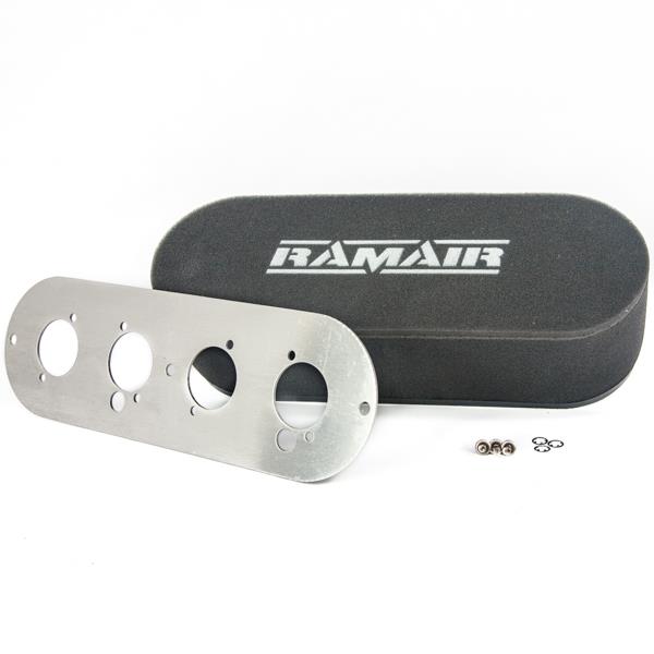 Ramair Twin Carb Air Filter With Baseplate Vauxhall Lotus 16v 65mm Internal Height