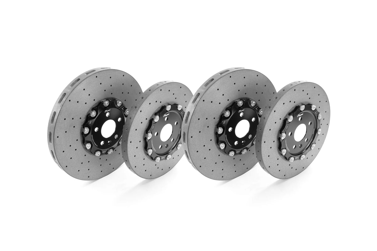 RacingLine carbon ceramic brake disc conversion for Audi RS6 and RS7 C8: front and rear disc pairs