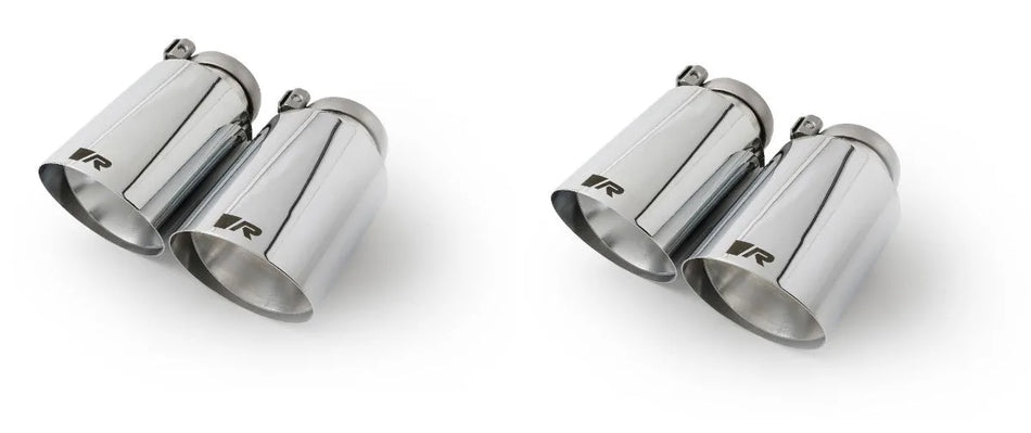 Remus Stainless steel tail pipe set 4 tail pipes Ø 102 mm angled, straight cut, chromed, with adjustable spherical clamp connection