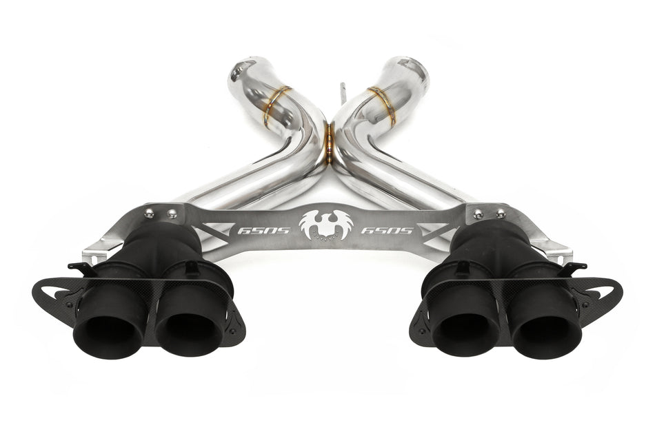 Fabspeed McLaren 650S Supersport X-Pipe Exhaust System w/ Tips - Deluxe Quad Style Tips (Matte Black)
