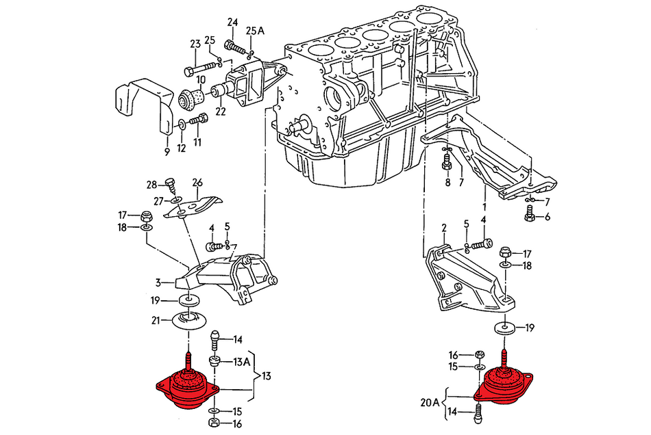 Verkline Engine mounts for Audi 5-cylinder – Street Hardness