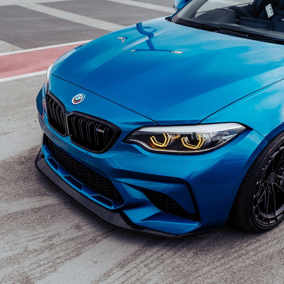 MHC+ BMW M2 Competition S55 GT Style Front Splitter In Gloss Pre Preg Carbon Fibre (F87C)