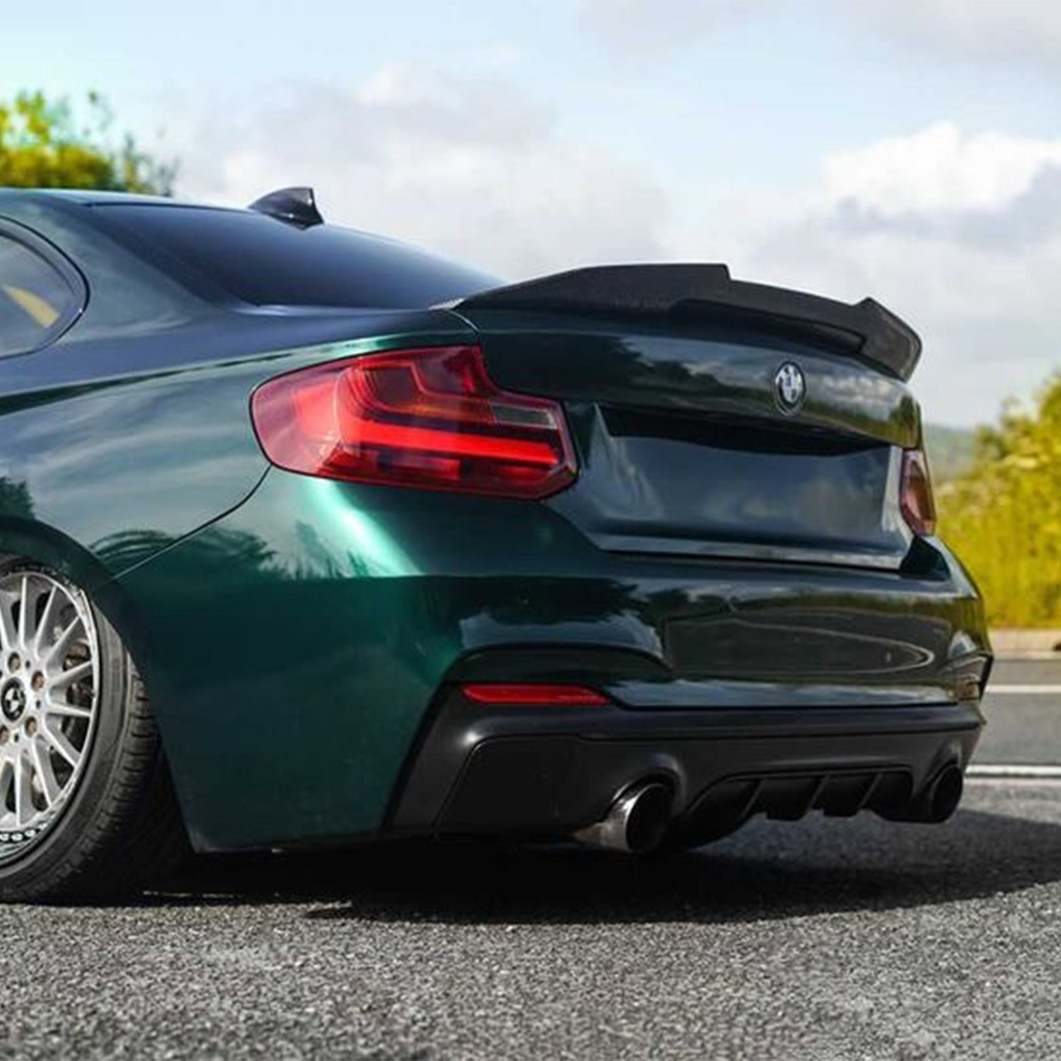 MHC+ BMW M2/2 Series Ducktail Rear Spoiler In Pre Preg Carbon Fibre (F ...