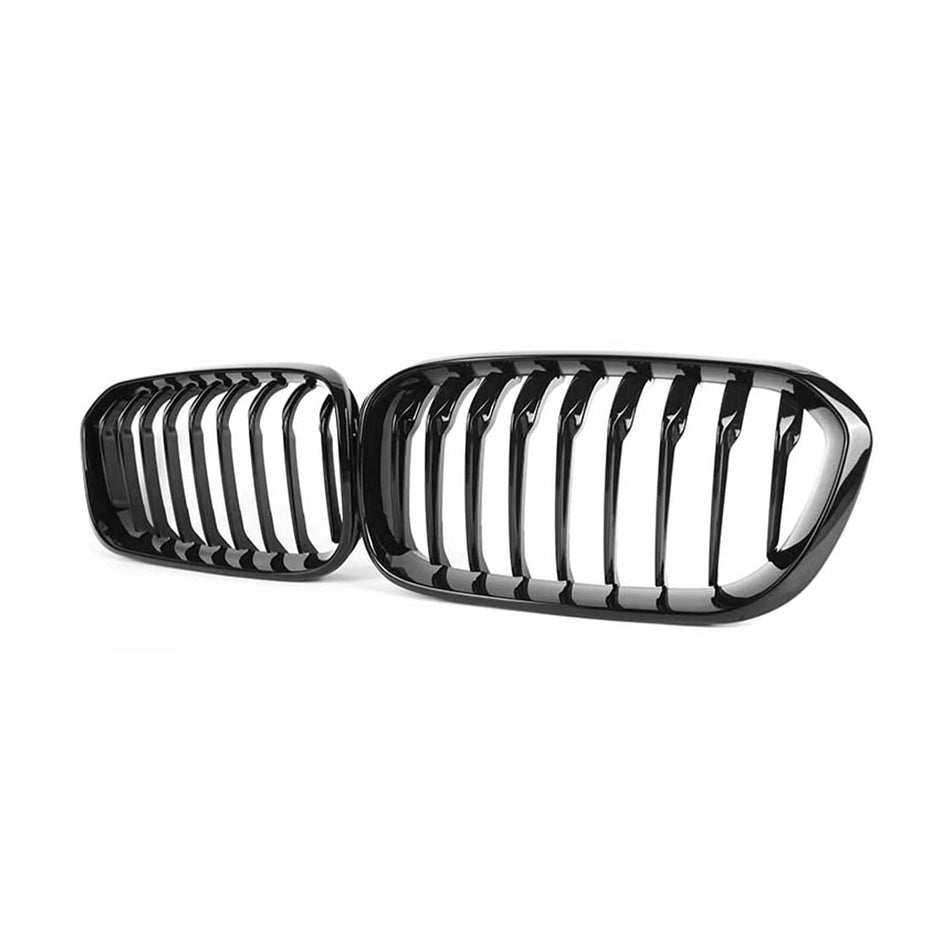 MHC Black BMW 1 Series LCI Single Slat Front Grilles In Gloss Black (F20/F21)