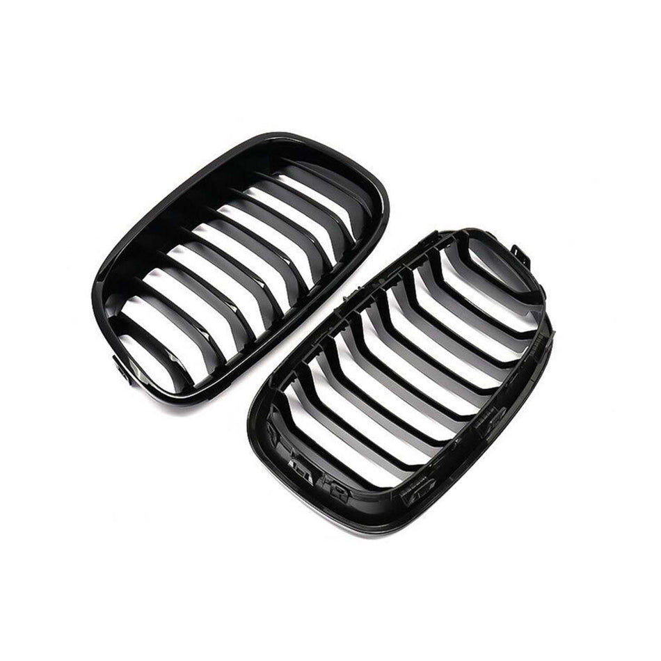 MHC Black BMW 1 Series Pre-LCI Single Slat Front Grilles In Gloss Black (F20/F21)